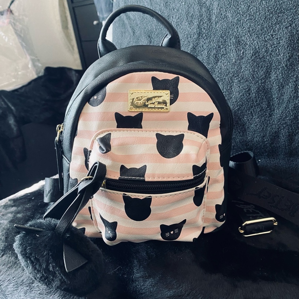 New Luv Betsey Betsey Johnson Black Cat mini backpack